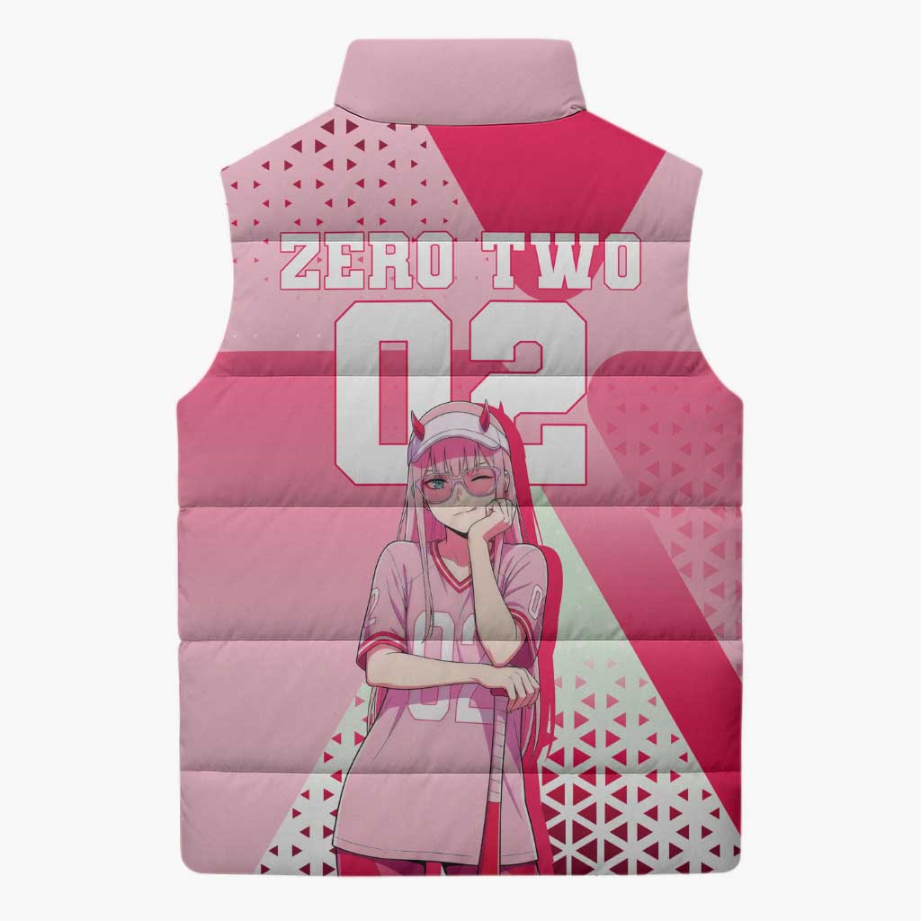 Zero Two Sleeveless Puffer Jacket Retro Baseball Anime Style