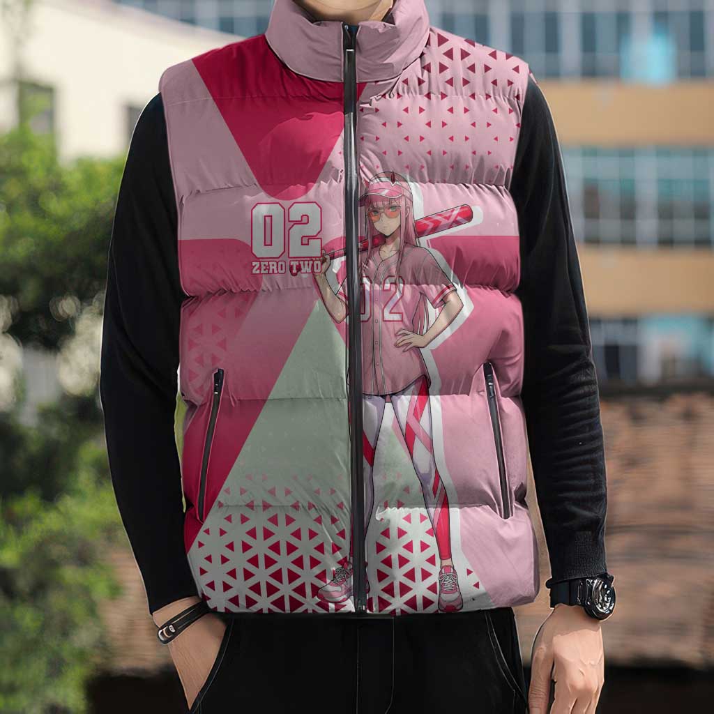 Zero Two Sleeveless Puffer Jacket Retro Baseball Anime Style