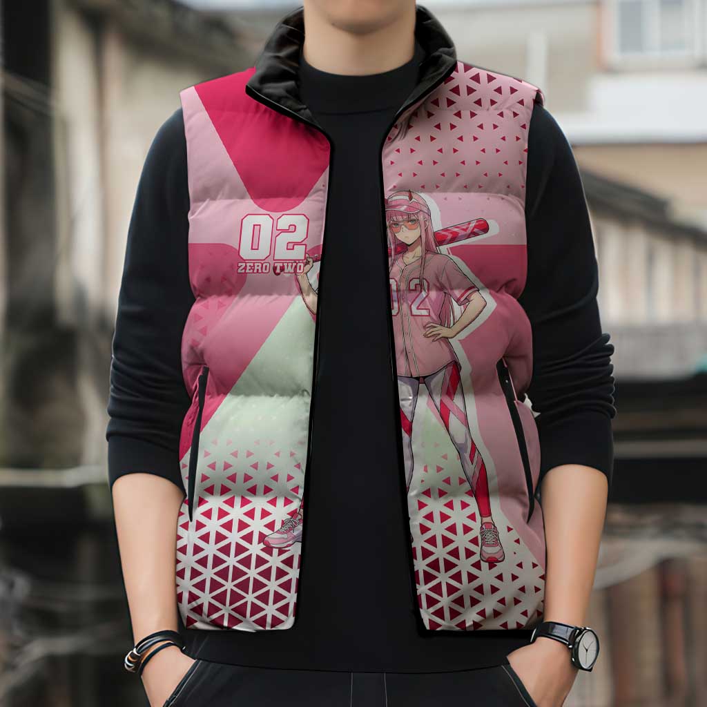 Zero Two Sleeveless Puffer Jacket Retro Baseball Anime Style