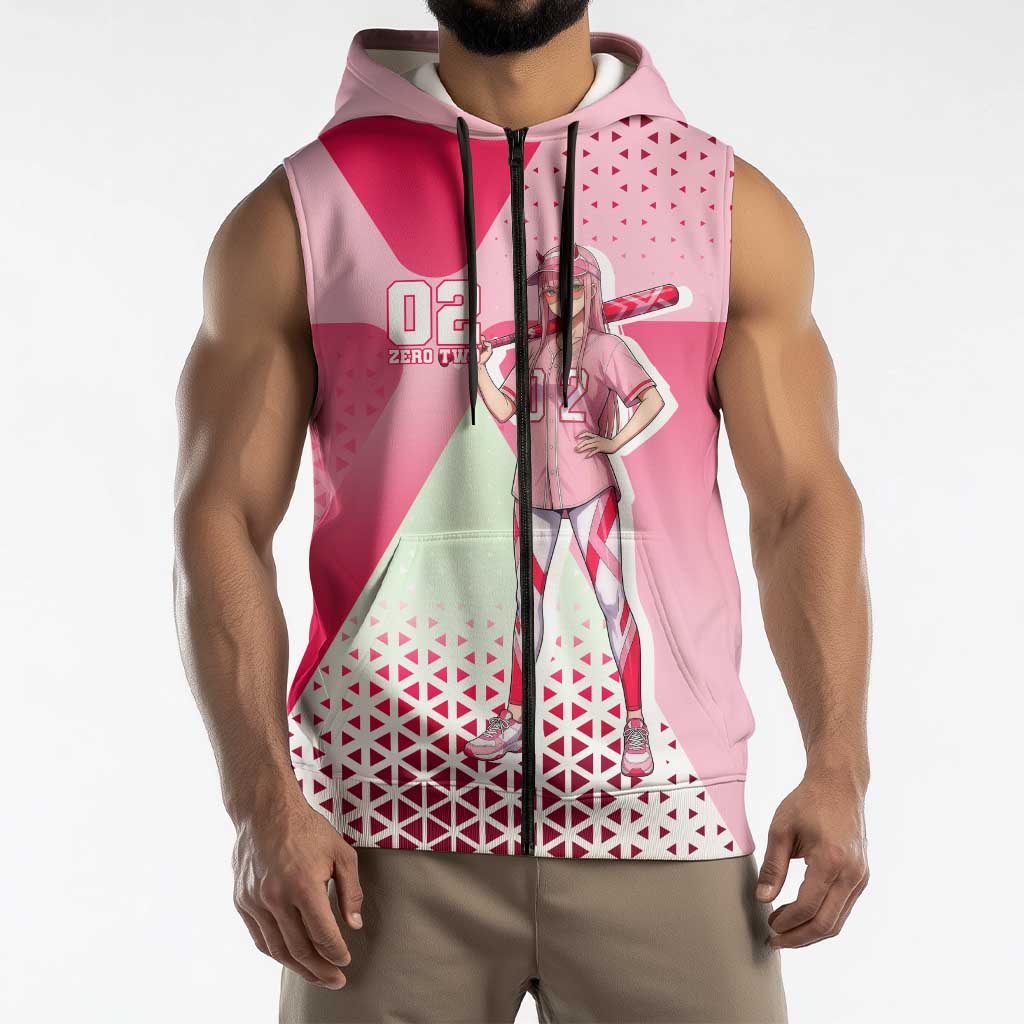 Zero Two Sleeveless Zip Hoodie Retro Baseball Anime Style