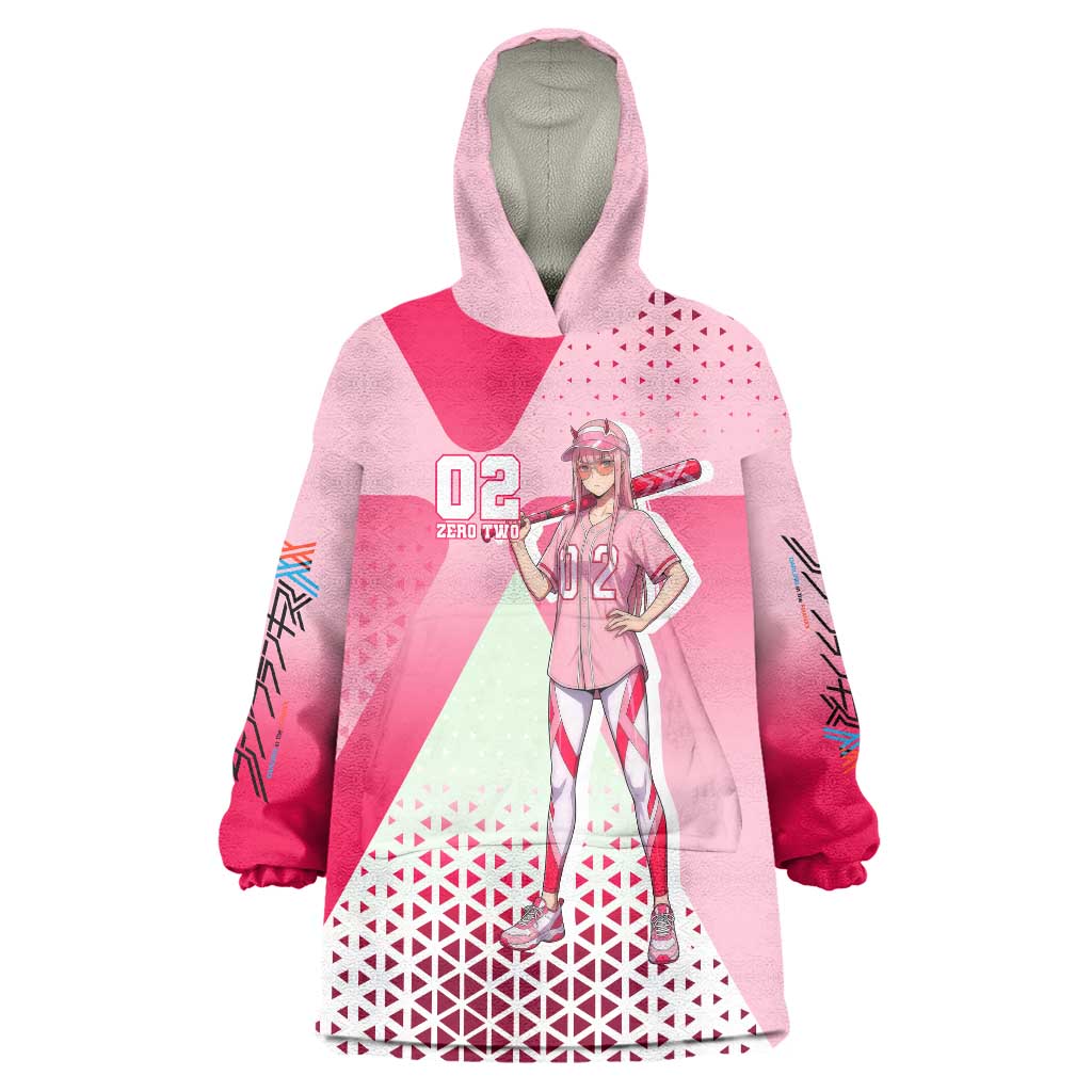 Zero Two Wearable Blanket Hoodie Retro Baseball Anime Style
