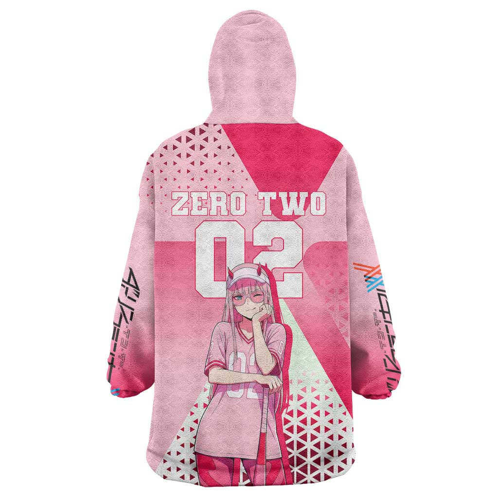Zero Two Wearable Blanket Hoodie Retro Baseball Anime Style