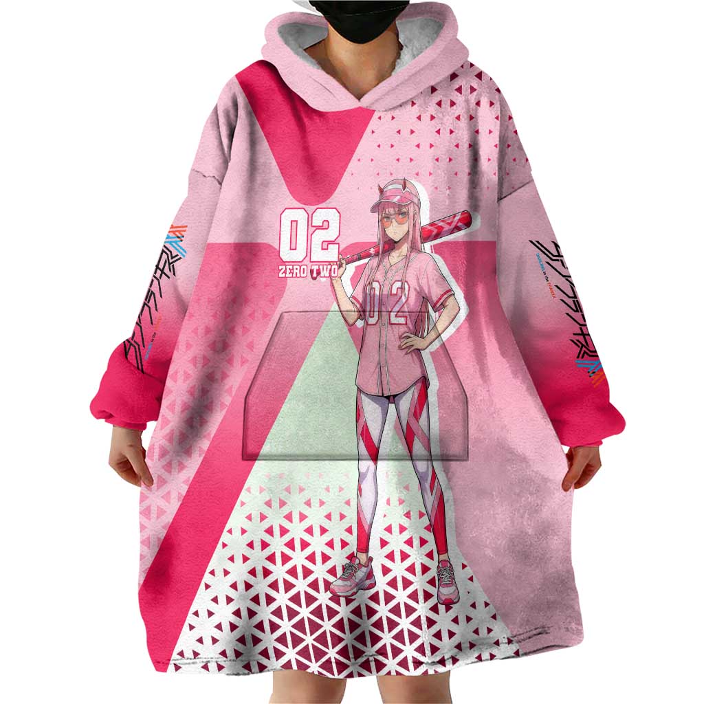 Zero Two Wearable Blanket Hoodie Retro Baseball Anime Style