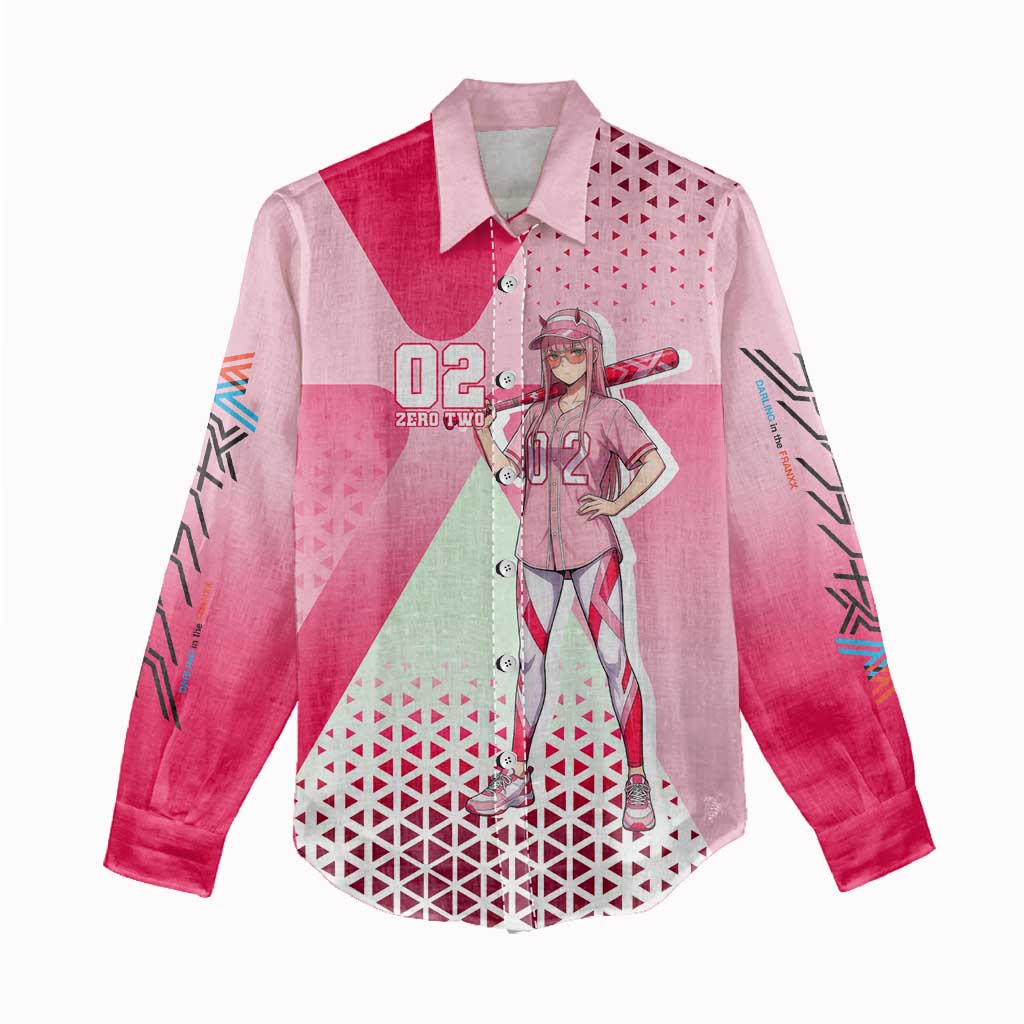 Zero Two Women Casual Shirt Retro Baseball Anime Style