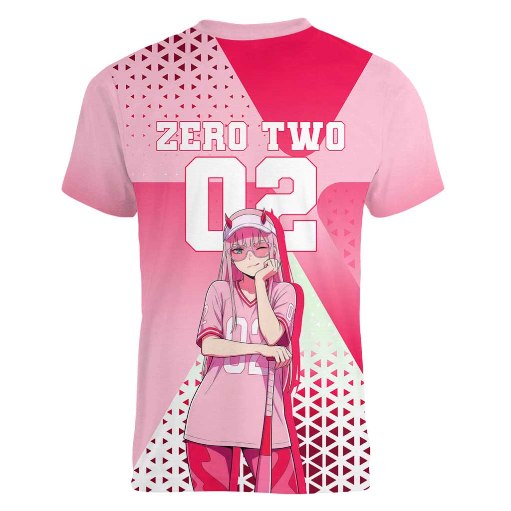 Zero Two Women V-Neck T-Shirt Retro Baseball Anime Style