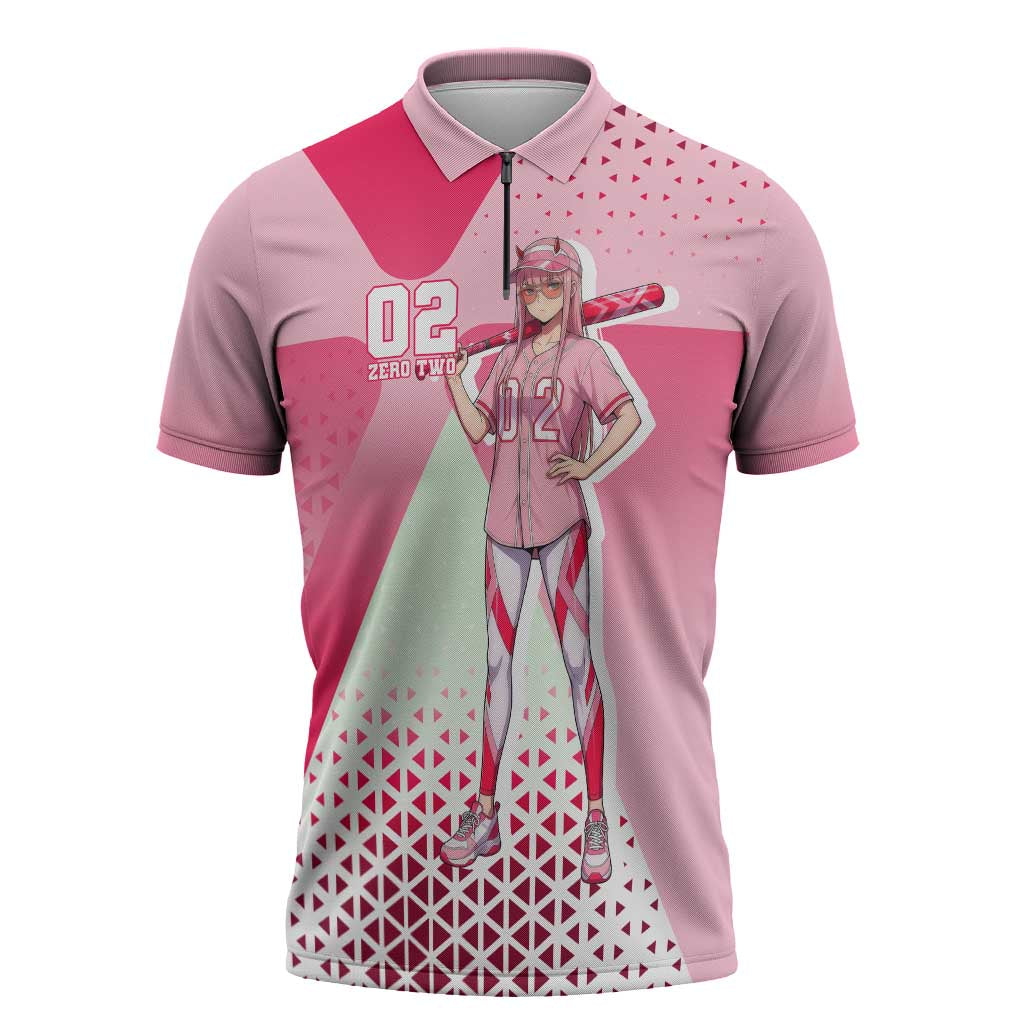 Zero Two Zipper Polo Shirt Retro Baseball Anime Style