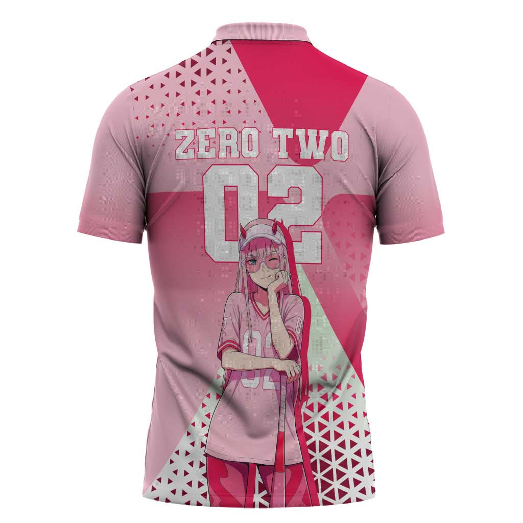 Zero Two Zipper Polo Shirt Retro Baseball Anime Style