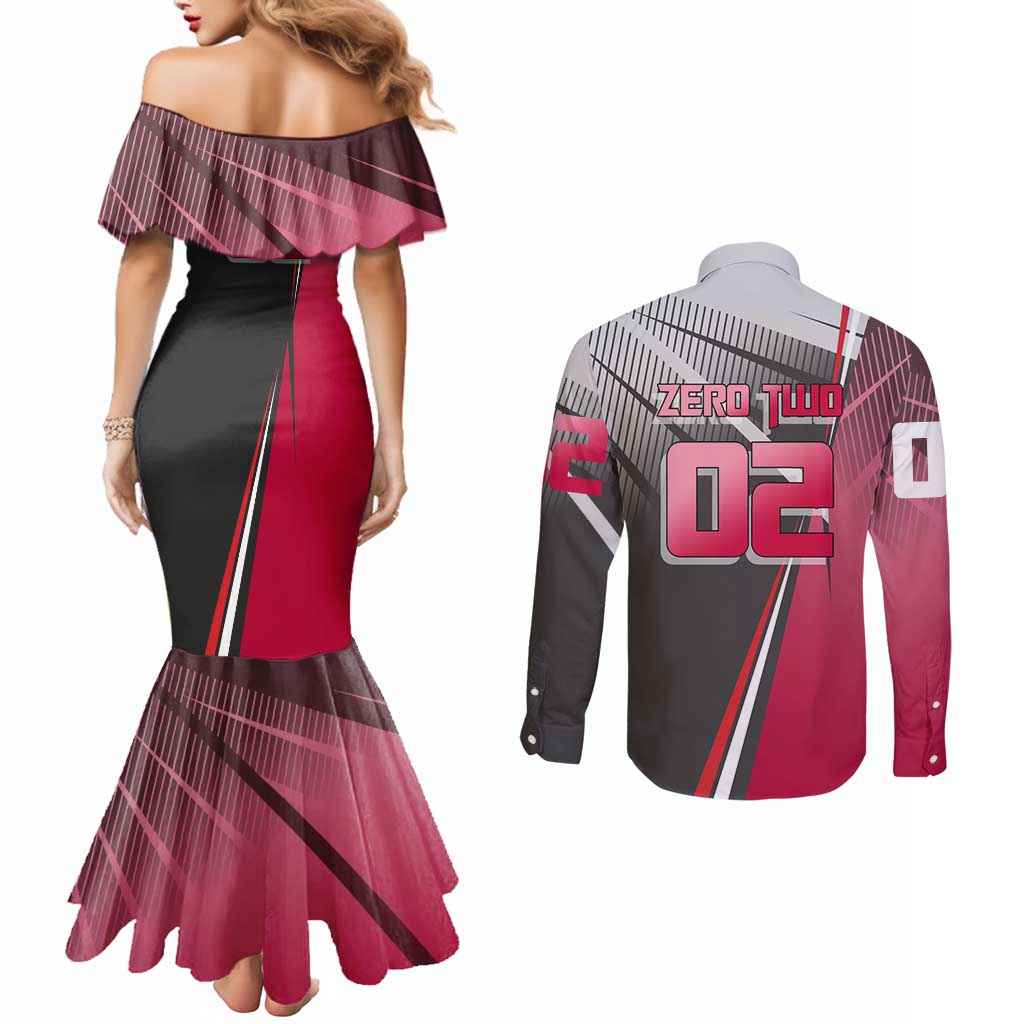 Zero Two Couples Matching Mermaid Dress and Long Sleeve Button Shirt Sci-Fi Anime Sports Crossover Style