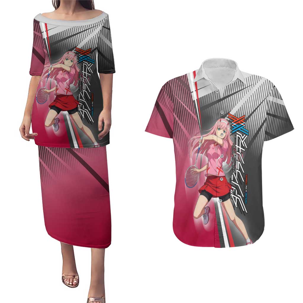Zero Two Couples Matching Puletasi and Hawaiian Shirt Sci-Fi Anime Sports Crossover Style