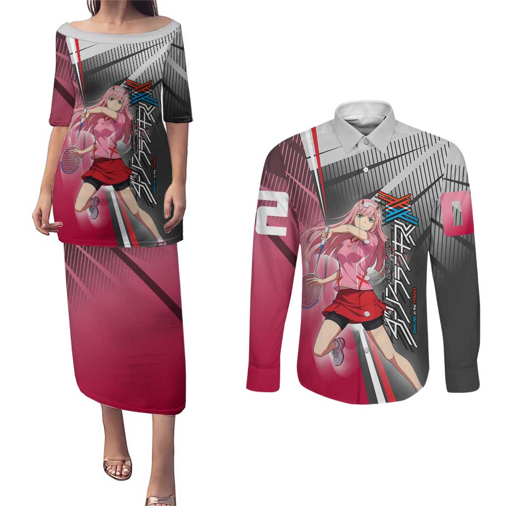 Zero Two Couples Matching Puletasi and Long Sleeve Button Shirt Sci-Fi Anime Sports Crossover Style