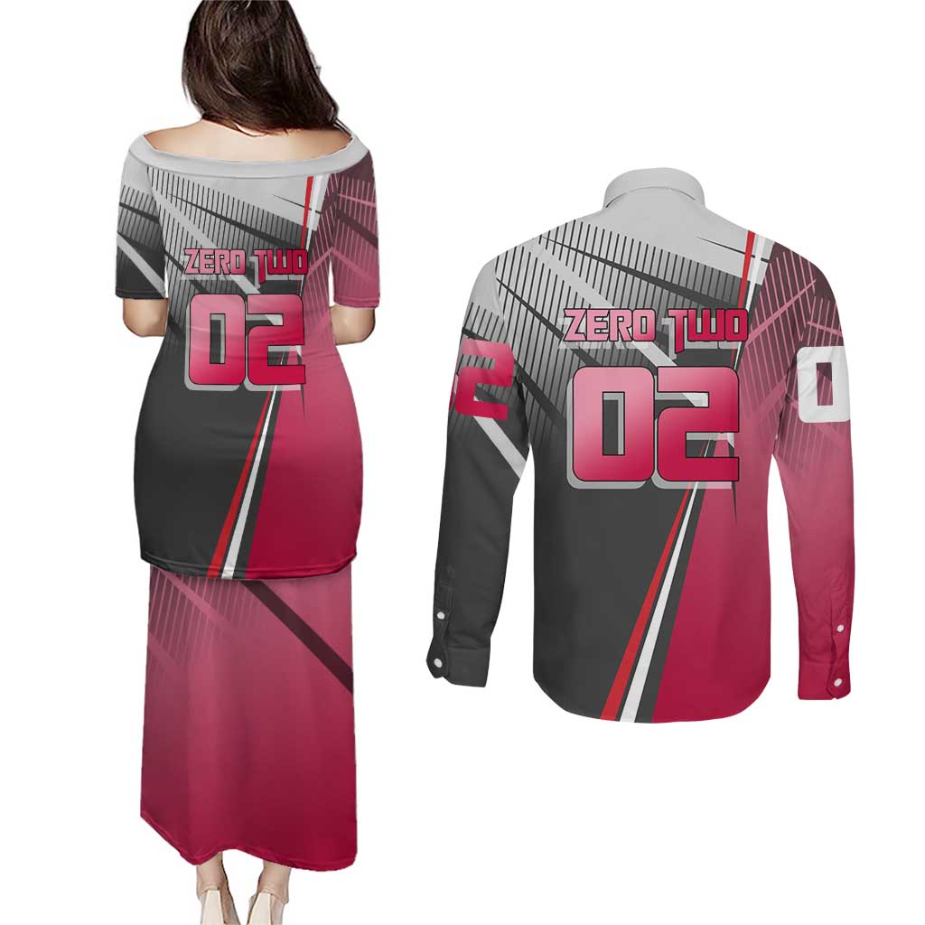 Zero Two Couples Matching Puletasi and Long Sleeve Button Shirt Sci-Fi Anime Sports Crossover Style