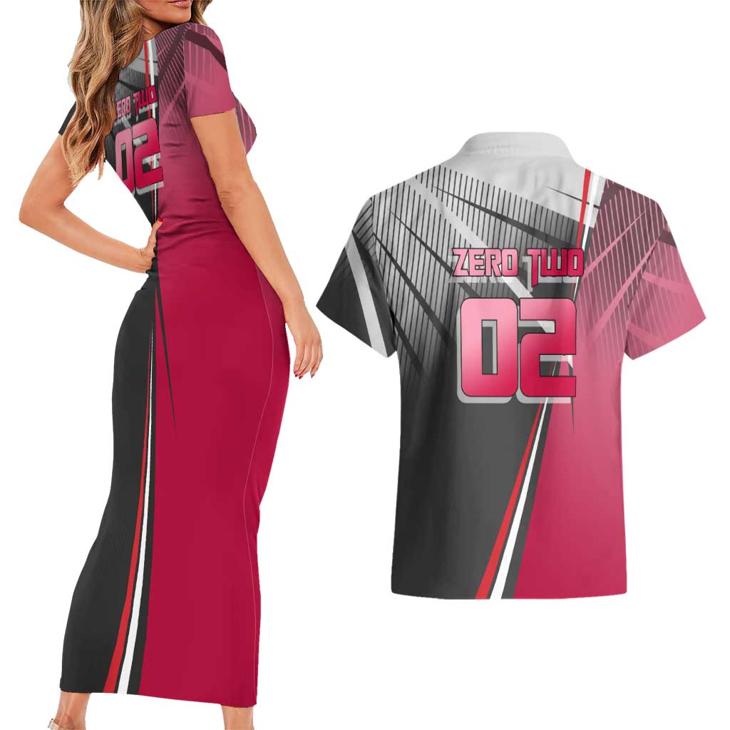 Zero Two Couples Matching Short Sleeve Bodycon Dress and Hawaiian Shirt Sci-Fi Anime Sports Crossover Style