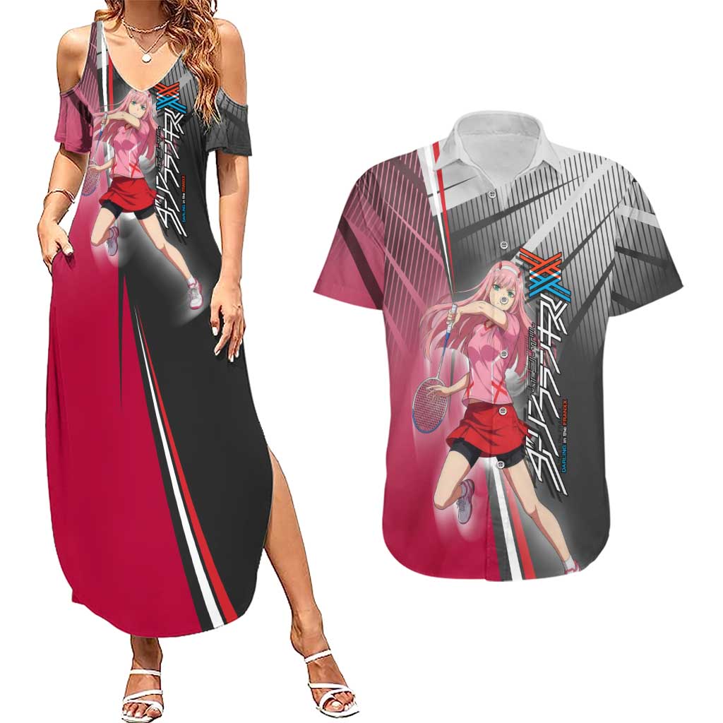 Zero Two Couples Matching Summer Maxi Dress and Hawaiian Shirt Sci-Fi Anime Sports Crossover Style