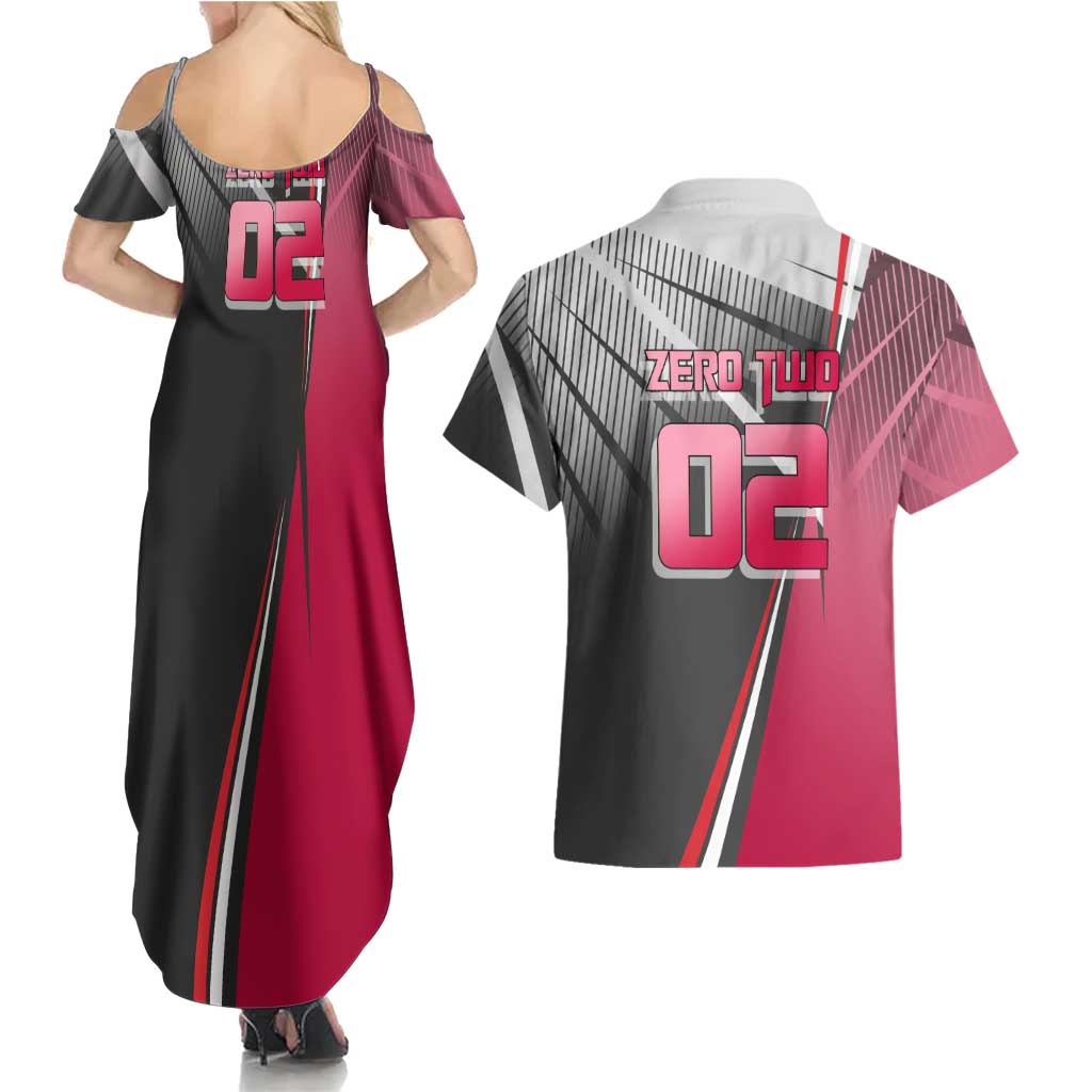 Zero Two Couples Matching Summer Maxi Dress and Hawaiian Shirt Sci-Fi Anime Sports Crossover Style
