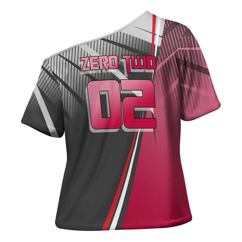 Zero Two Cross Shoulder Shirt Sci-Fi Anime Sports Crossover Style