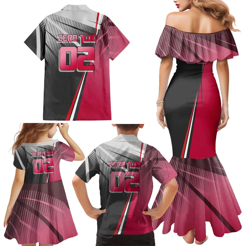 Zero Two Family Matching Mermaid Dress and Hawaiian Shirt Sci-Fi Anime Sports Crossover Style