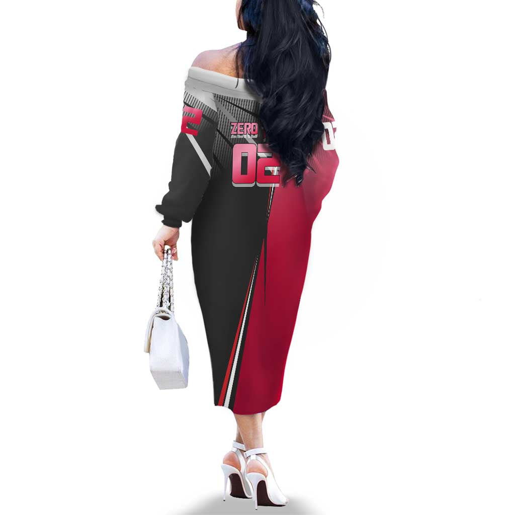 Zero Two Family Matching Off The Shoulder Long Sleeve Dress and Hawaiian Shirt Sci-Fi Anime Sports Crossover Style