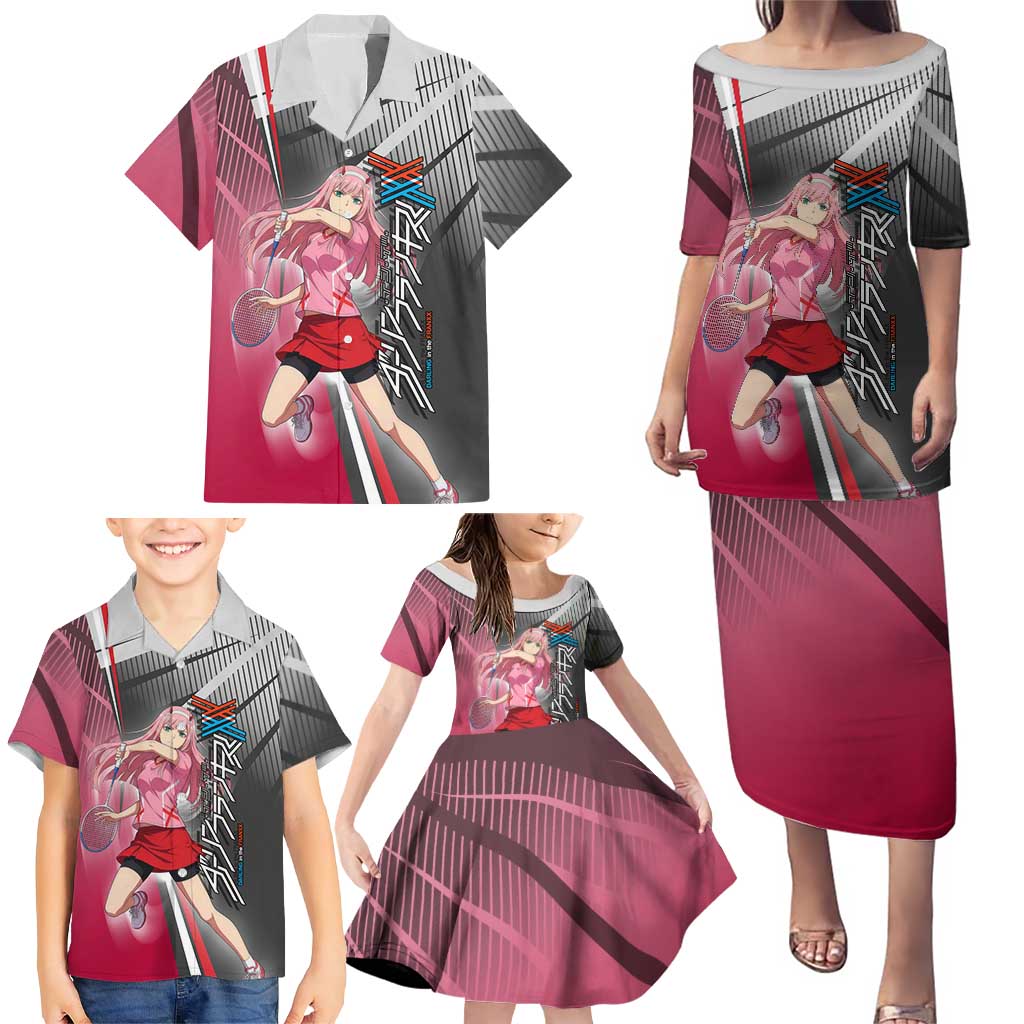 Zero Two Family Matching Puletasi and Hawaiian Shirt Sci-Fi Anime Sports Crossover Style