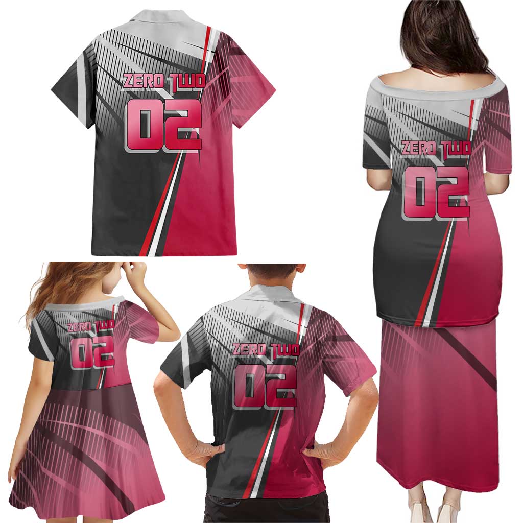 Zero Two Family Matching Puletasi and Hawaiian Shirt Sci-Fi Anime Sports Crossover Style