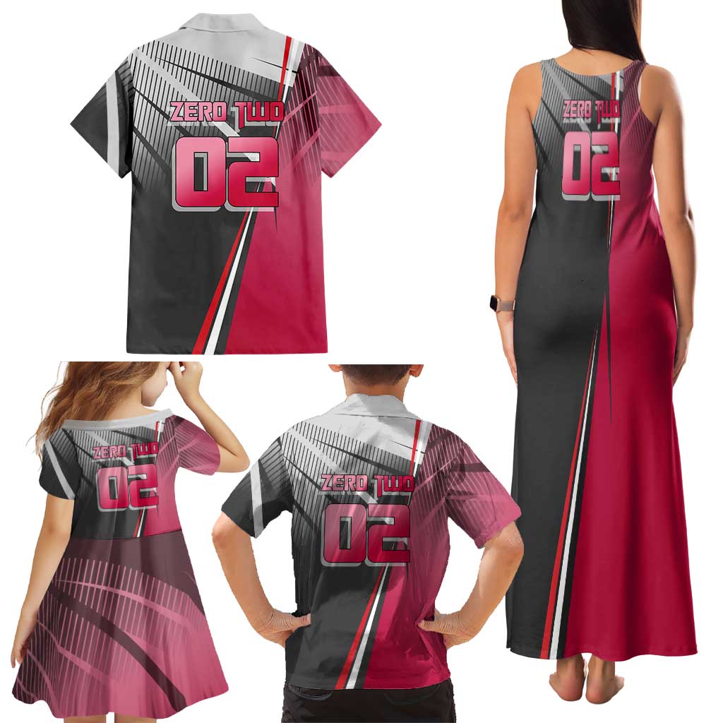 Zero Two Family Matching Tank Maxi Dress and Hawaiian Shirt Sci-Fi Anime Sports Crossover Style