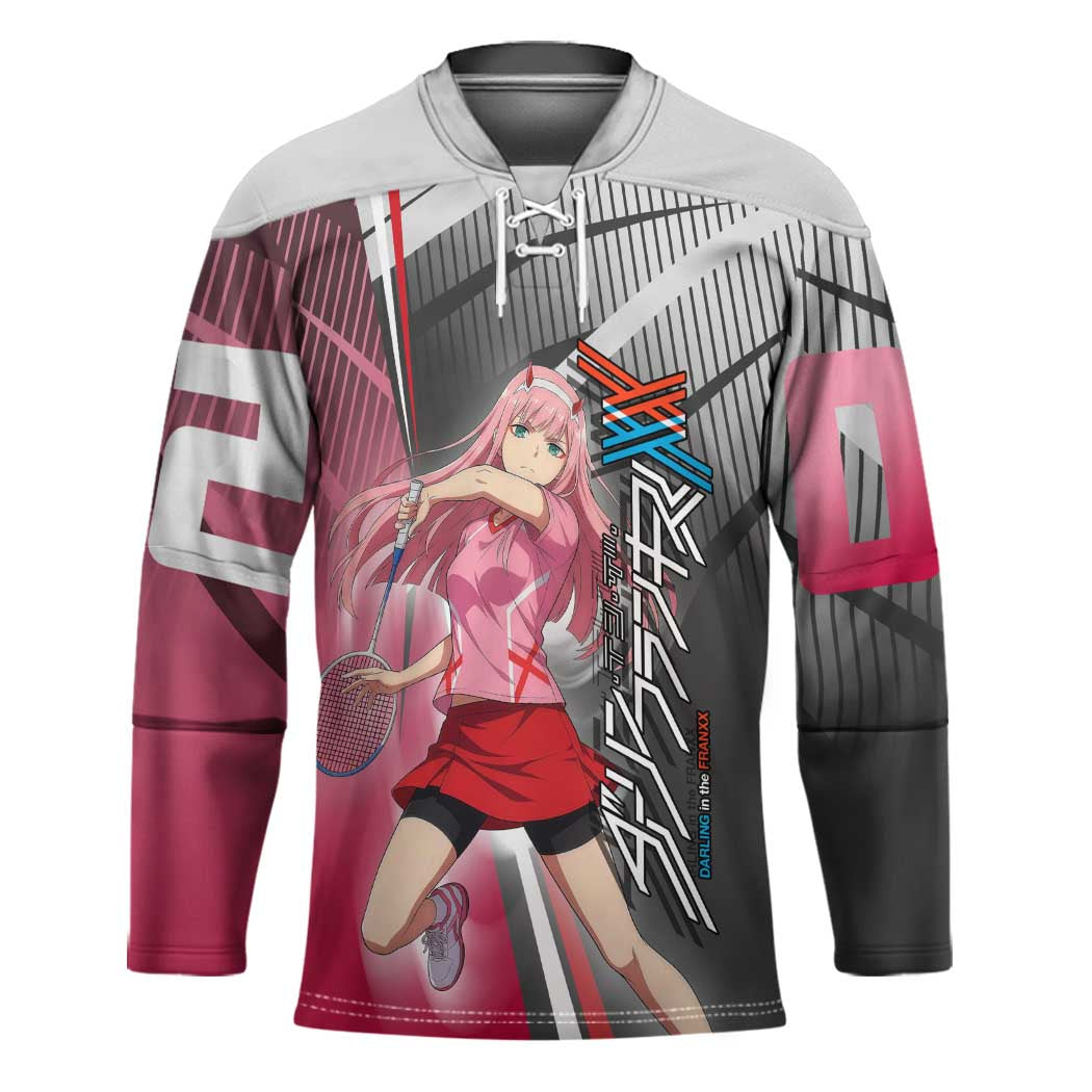 Zero Two Hockey Jersey Sci-Fi Anime Sports Crossover Style