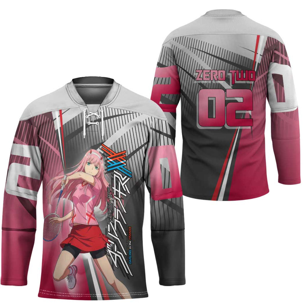 Zero Two Hockey Jersey Sci-Fi Anime Sports Crossover Style