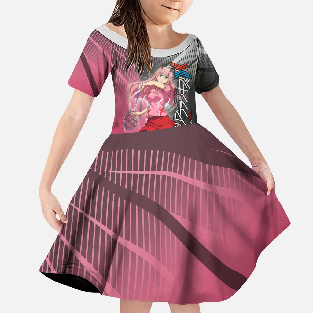Zero Two Kid Short Sleeve Dress Sci-Fi Anime Sports Crossover Style