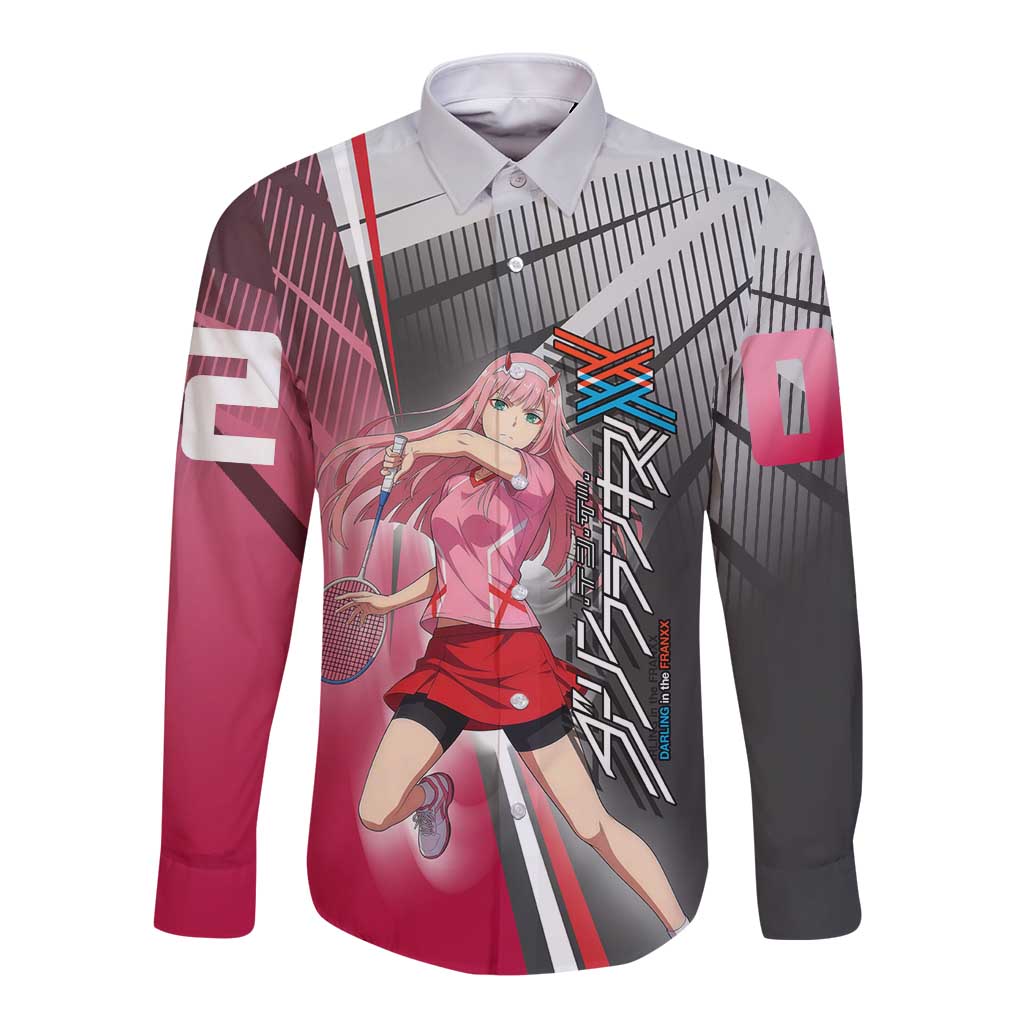 Zero Two Long Sleeve Button Shirt Sci-Fi Anime Sports Crossover Style
