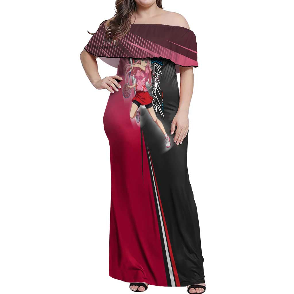 Zero Two Off Shoulder Maxi Dress Sci-Fi Anime Sports Crossover Style