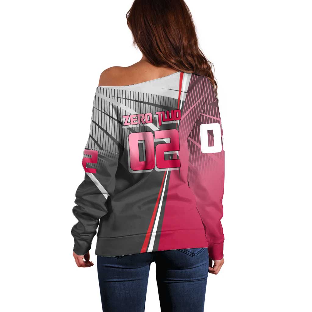 Zero Two Off Shoulder Sweater Sci-Fi Anime Sports Crossover Style