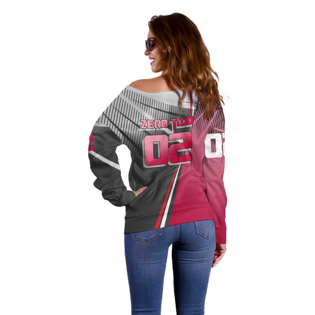 Zero Two Off Shoulder Sweater Sci-Fi Anime Sports Crossover Style
