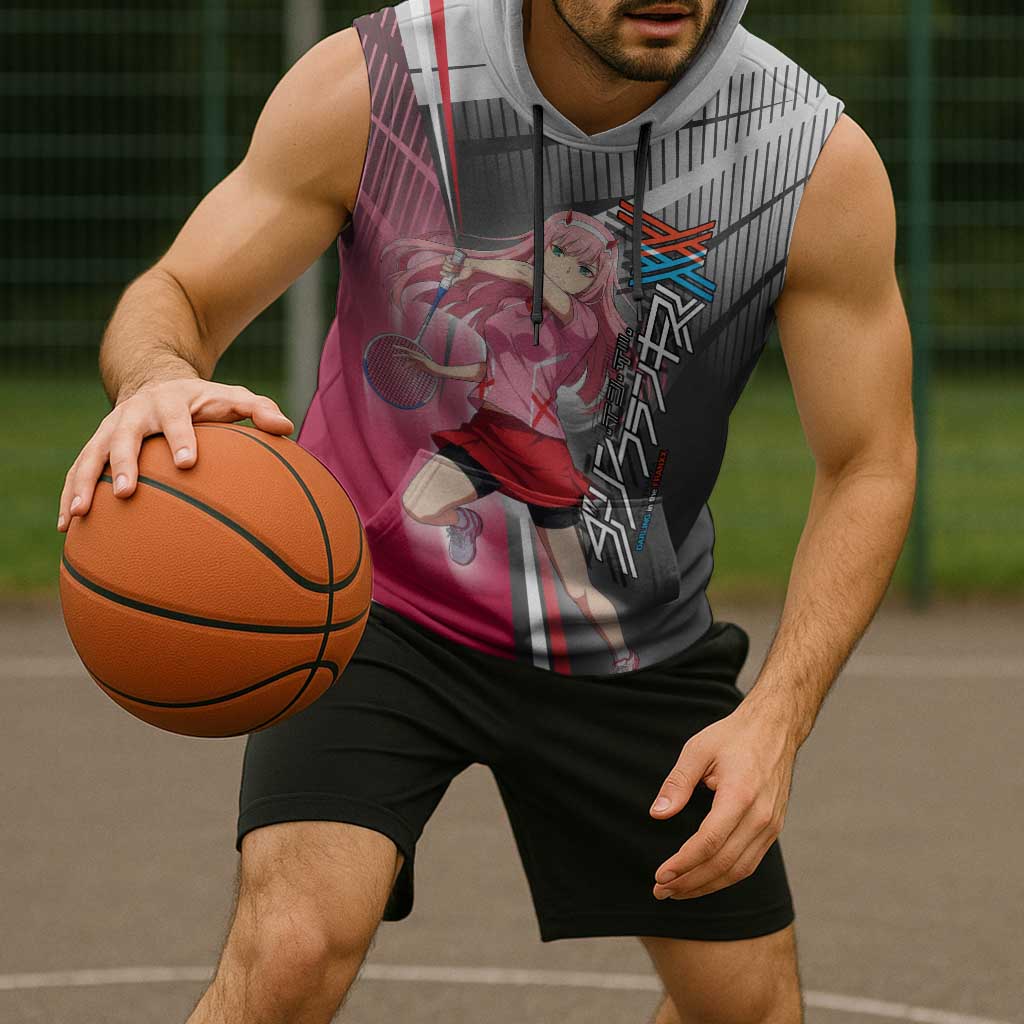 Zero Two Sleeveless Hoodie Sci-Fi Anime Sports Crossover Style