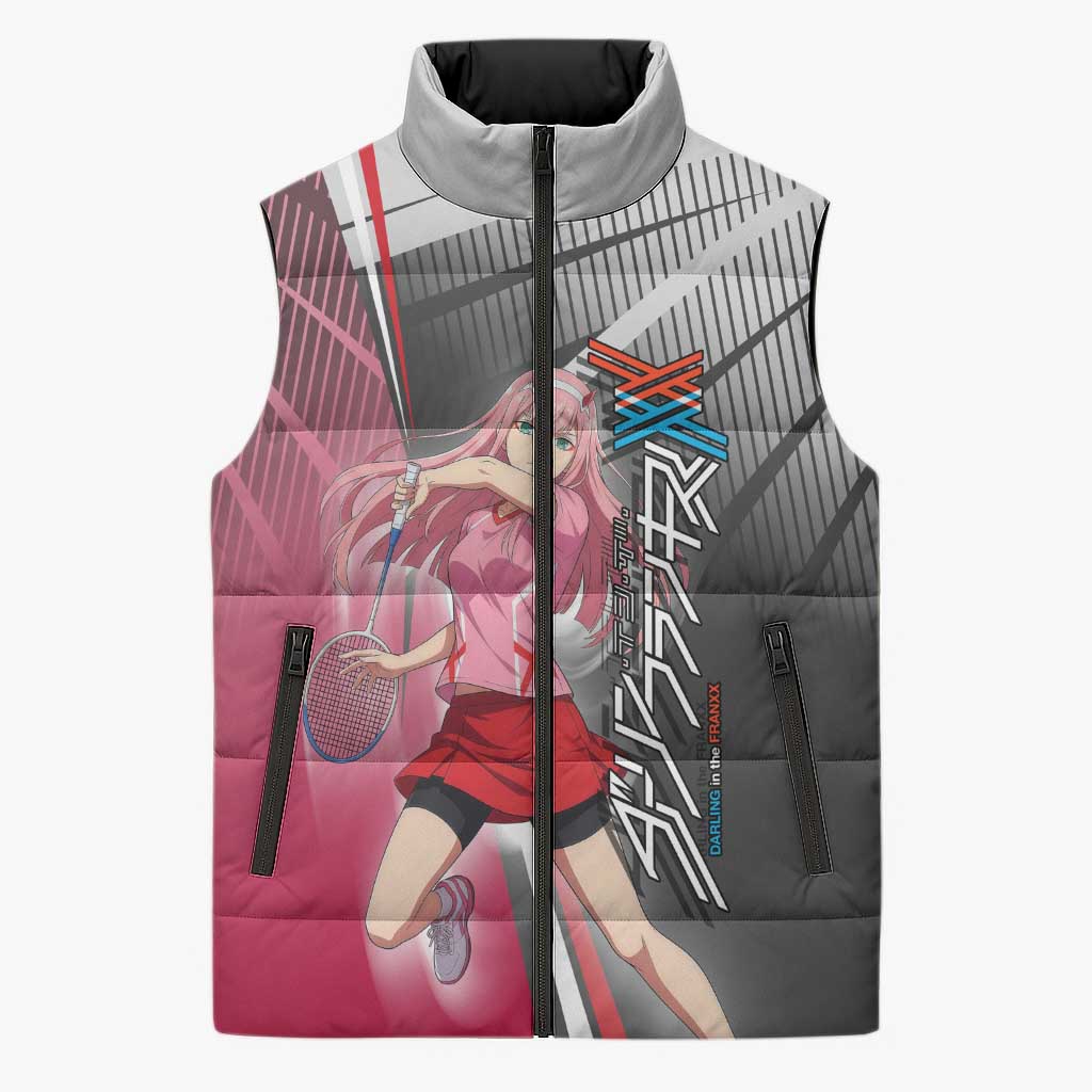 Zero Two Sleeveless Puffer Jacket Sci-Fi Anime Sports Crossover Style
