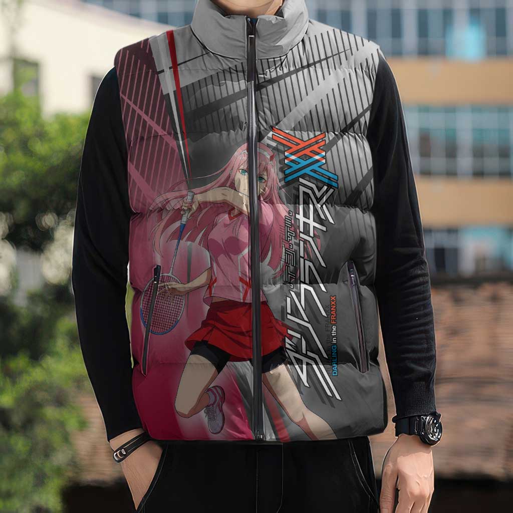 Zero Two Sleeveless Puffer Jacket Sci-Fi Anime Sports Crossover Style