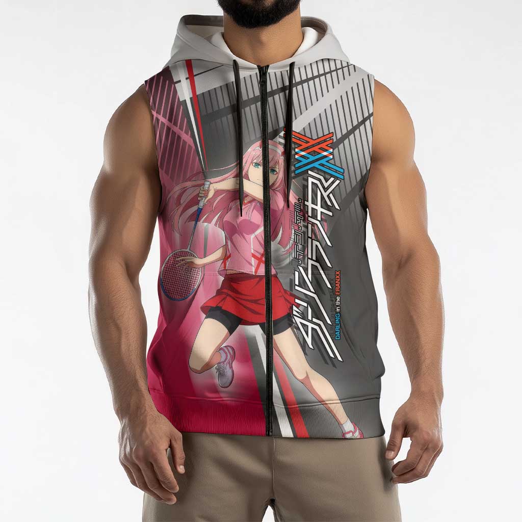 Zero Two Sleeveless Zip Hoodie Sci-Fi Anime Sports Crossover Style
