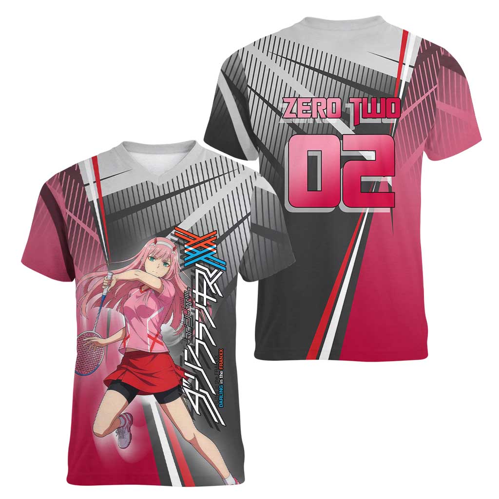 Zero Two Women V-Neck T-Shirt Sci-Fi Anime Sports Crossover Style