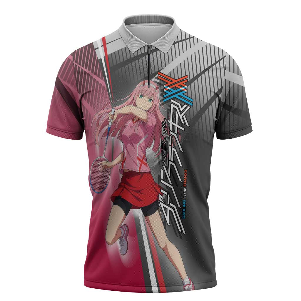 Zero Two Zipper Polo Shirt Sci-Fi Anime Sports Crossover Style