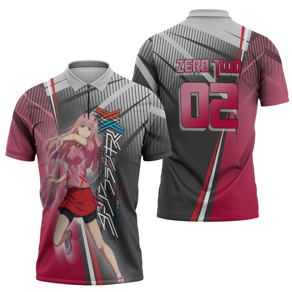 Zero Two Zipper Polo Shirt Sci-Fi Anime Sports Crossover Style