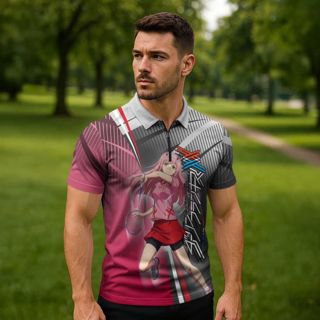 Zero Two Zipper Polo Shirt Sci-Fi Anime Sports Crossover Style