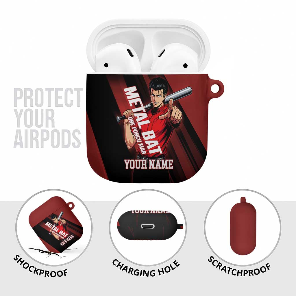 Personalized Metal Bat AirPods Case One Punch Man Baseball Crossover Design