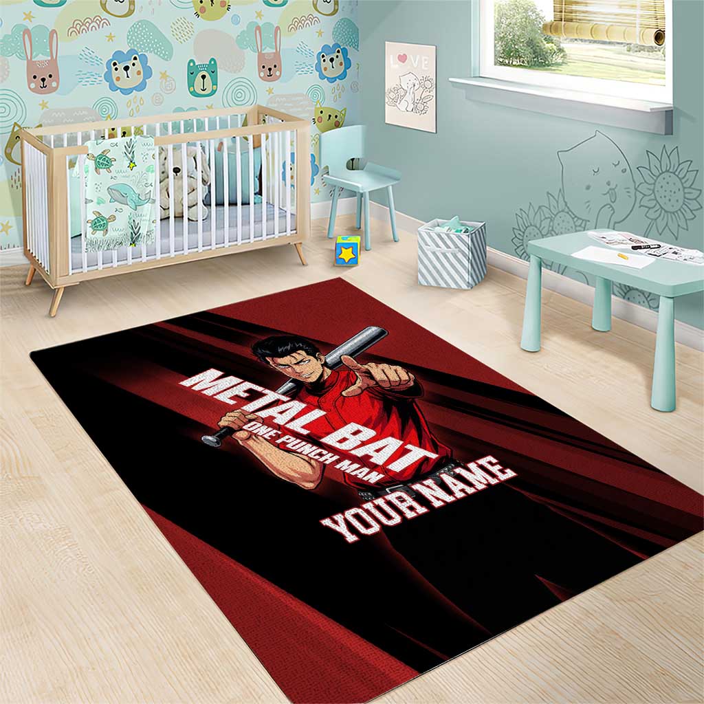 Personalized Metal Bat Area Rug One Punch Man Baseball Crossover Design