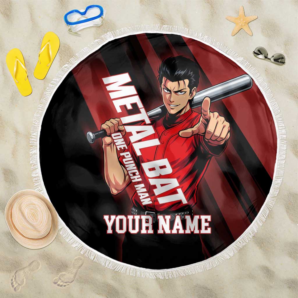 Personalized Metal Bat Beach Blanket One Punch Man Baseball Crossover Design