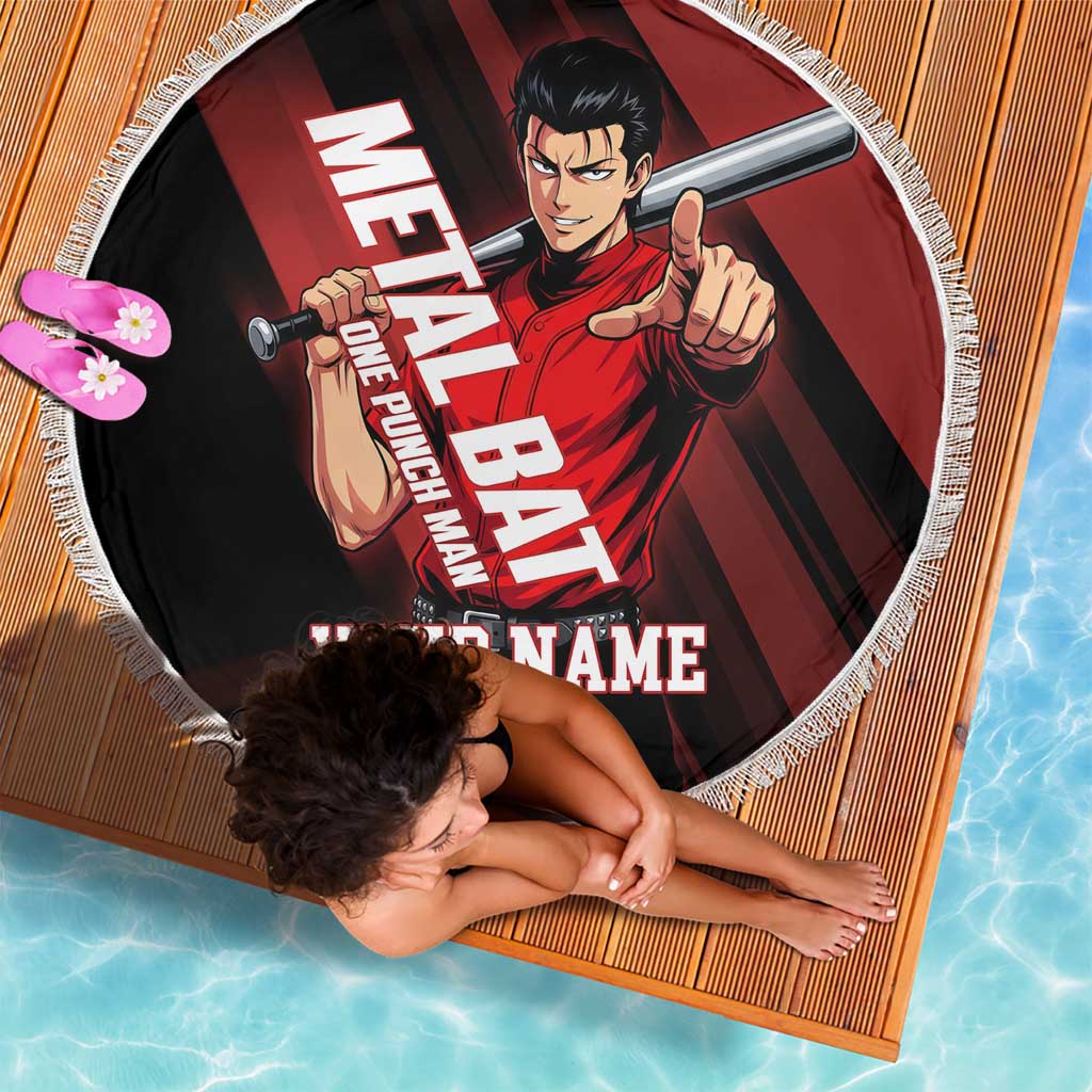 Personalized Metal Bat Beach Blanket One Punch Man Baseball Crossover Design