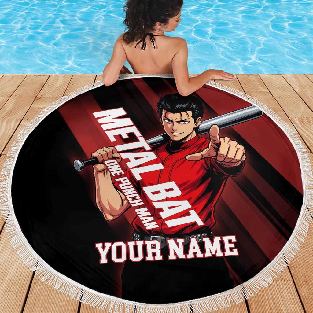 Personalized Metal Bat Beach Blanket One Punch Man Baseball Crossover Design