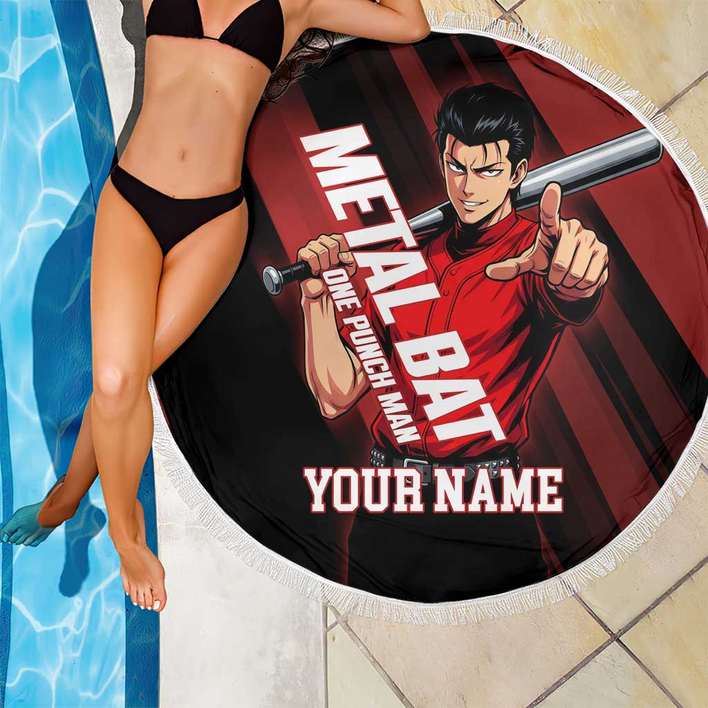 Personalized Metal Bat Beach Blanket One Punch Man Baseball Crossover Design