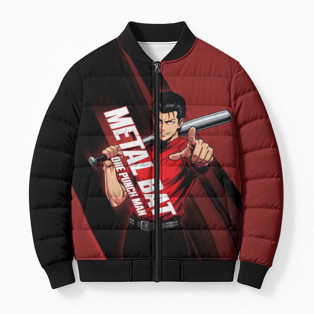 Personalized Metal Bat Bomber Puffer Jacket One Punch Man Baseball Crossover Design
