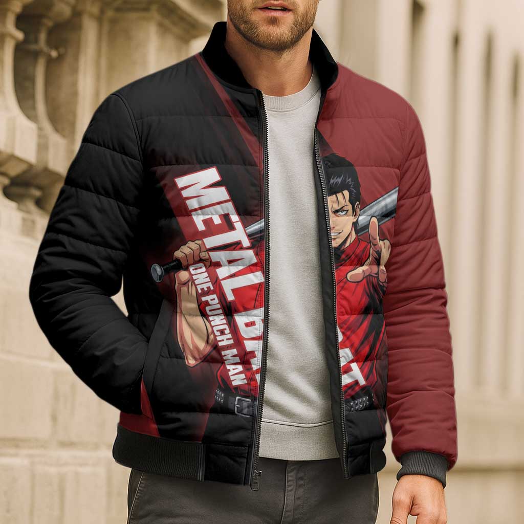 Personalized Metal Bat Bomber Puffer Jacket One Punch Man Baseball Crossover Design