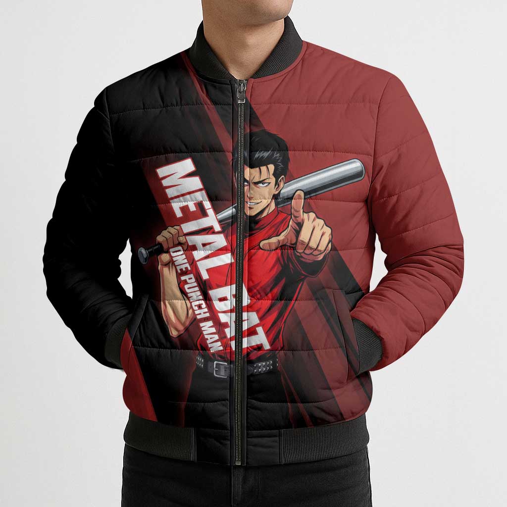 Personalized Metal Bat Bomber Puffer Jacket One Punch Man Baseball Crossover Design