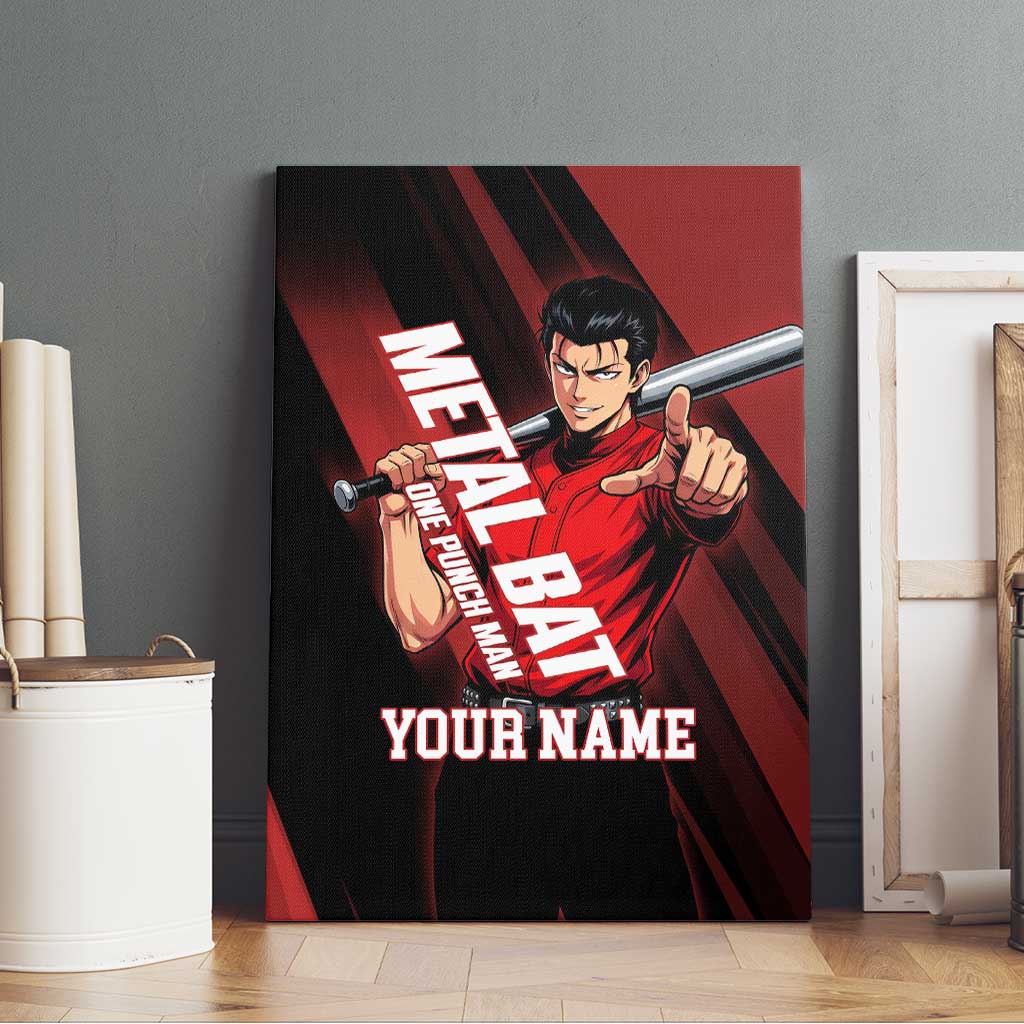 Personalized Metal Bat Canvas Wall Art One Punch Man Baseball Crossover Design