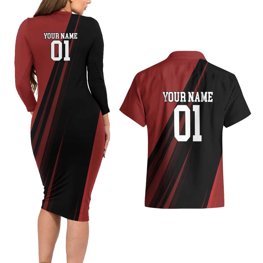 Personalized Metal Bat Couples Matching Long Sleeve Bodycon Dress and Hawaiian Shirt One Punch Man Baseball Crossover Design